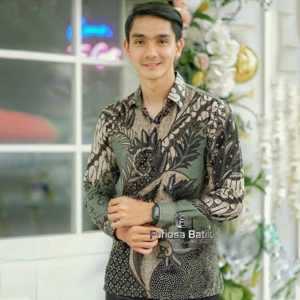 Furiosa Batik Klabang Hitam Baju Batik Pria Lengan Panjang Batik pria Size M L XL XXL