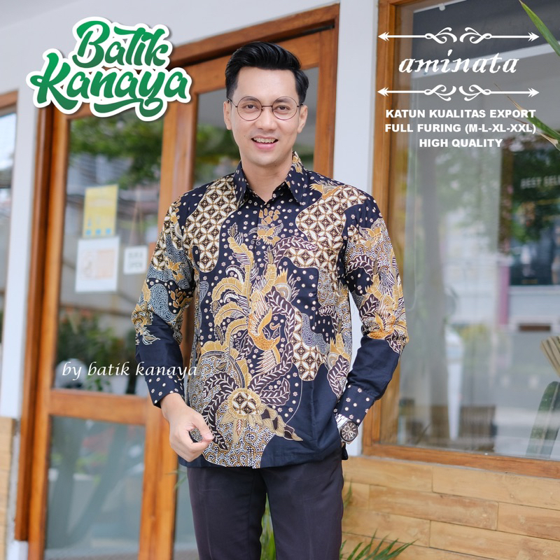 AMINATA Baju Batik Pria Berlapis Furing Bahan Katun Berkualitas Ekspor