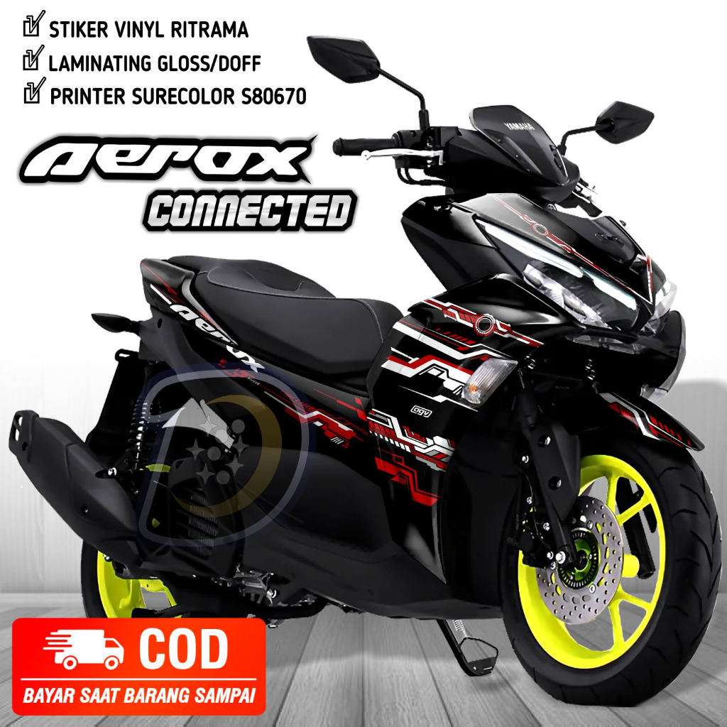 Decal Aerox 155 Connected 2021 Striping Aerox 2021 Stiker Yamaha Aerox Connected Hitech
