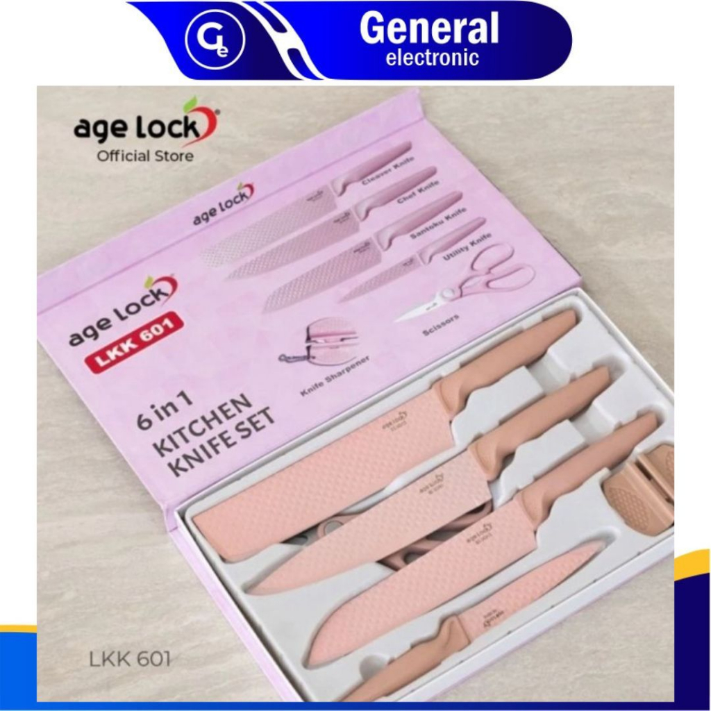 Age Lock Kitchen Knife Set 6 In 1 - Set Pisau Dapur Lengkap Anti Lengket