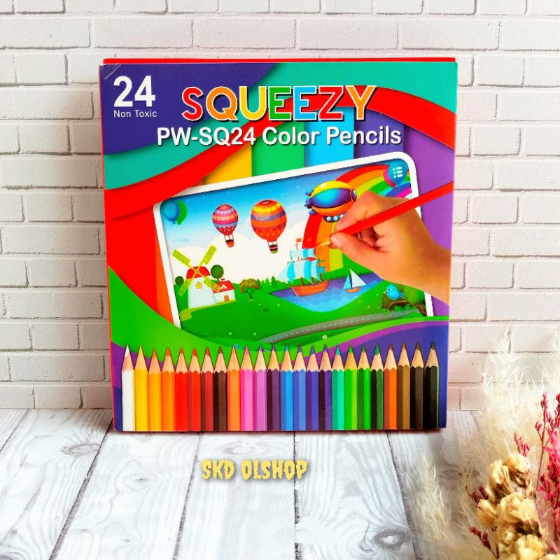 

Pensil Warna Panjang SQUEZZY 24 Warna Murah / Color Pensil