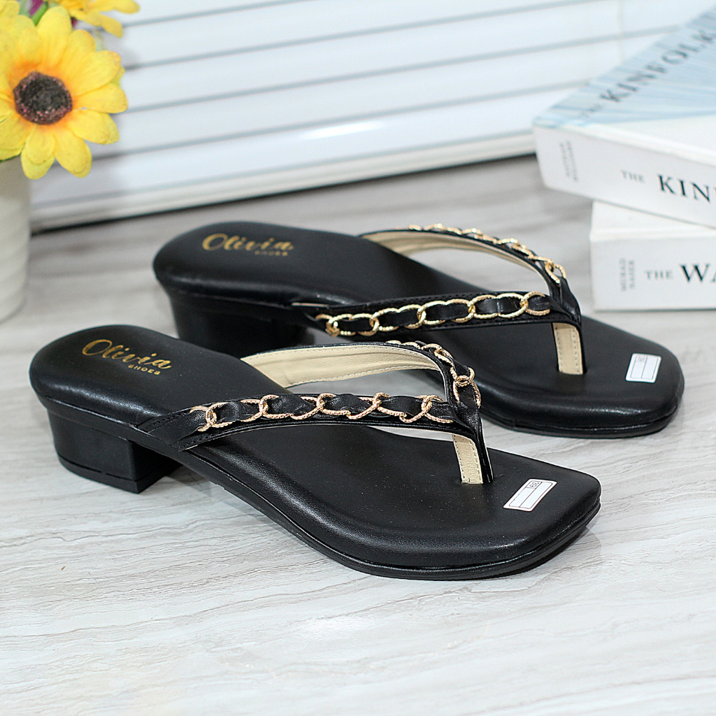 Sandal hak tahu wanita jepit 3 cm - CLAUDIA 01