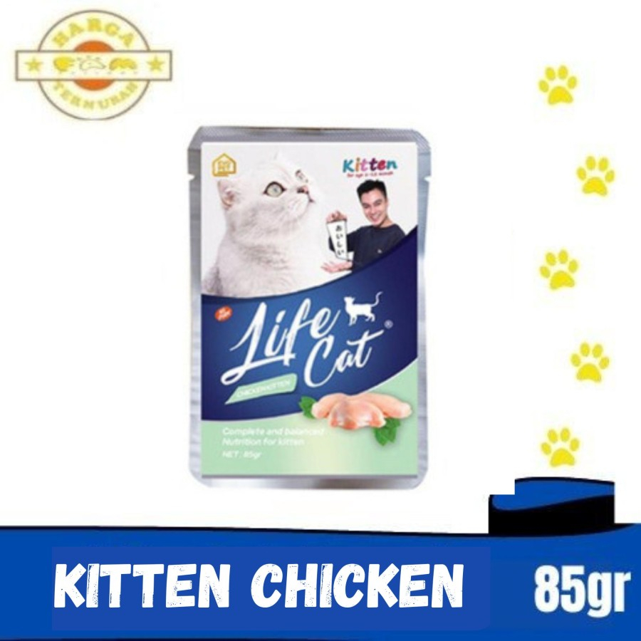 Life Cat Pouch Kitten Chicken Makanan Kucing Basah 85gr - Life Cat Sachet