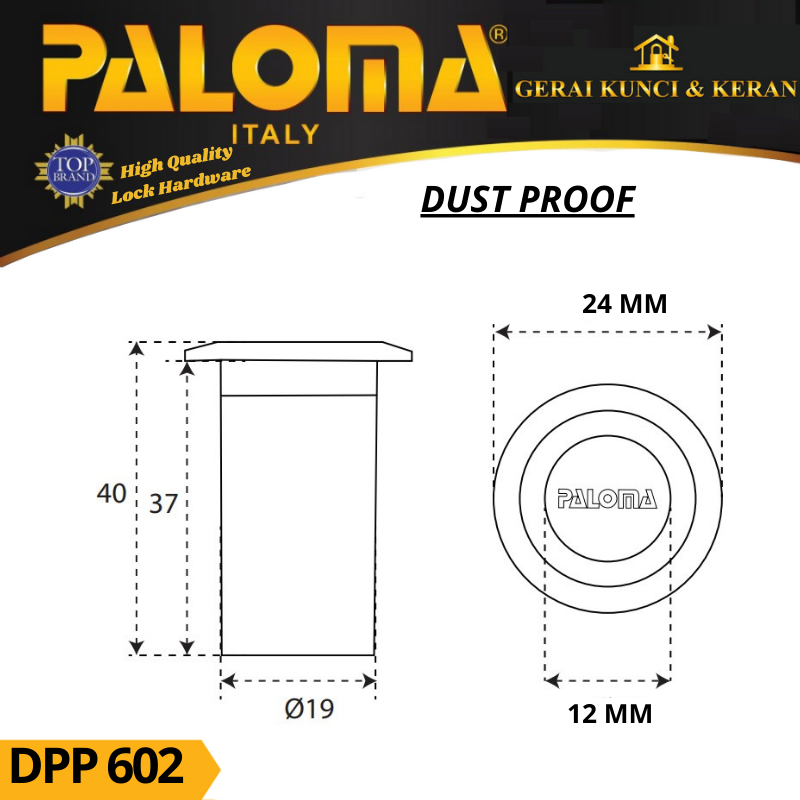 LUBANG GRENDEL TANAM PALOMA DPP 602 DUST PROOF PALOMA ANTI DEBU PASIR