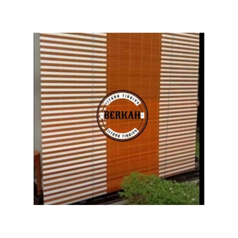 Tirai motif kayu Meranti dan pvc