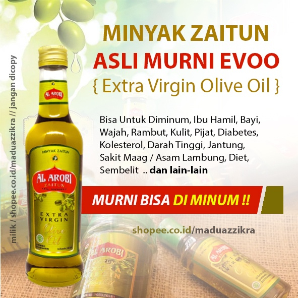 Minyak Zaitun 100% Al Arobi Extra Virgin 285 ml Minyak Zaitun Asli Murni Extra Virgin Untuk Rambut Bisa Langsung Diminum