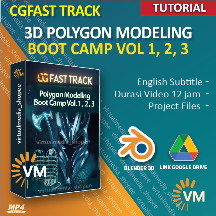 TUTORIAL CG FAST TRACK POLYGON MODELING BOOT CAMP VOL 1 2 3 DRAGON AXE HELM BELAJAR 3D BLENDER