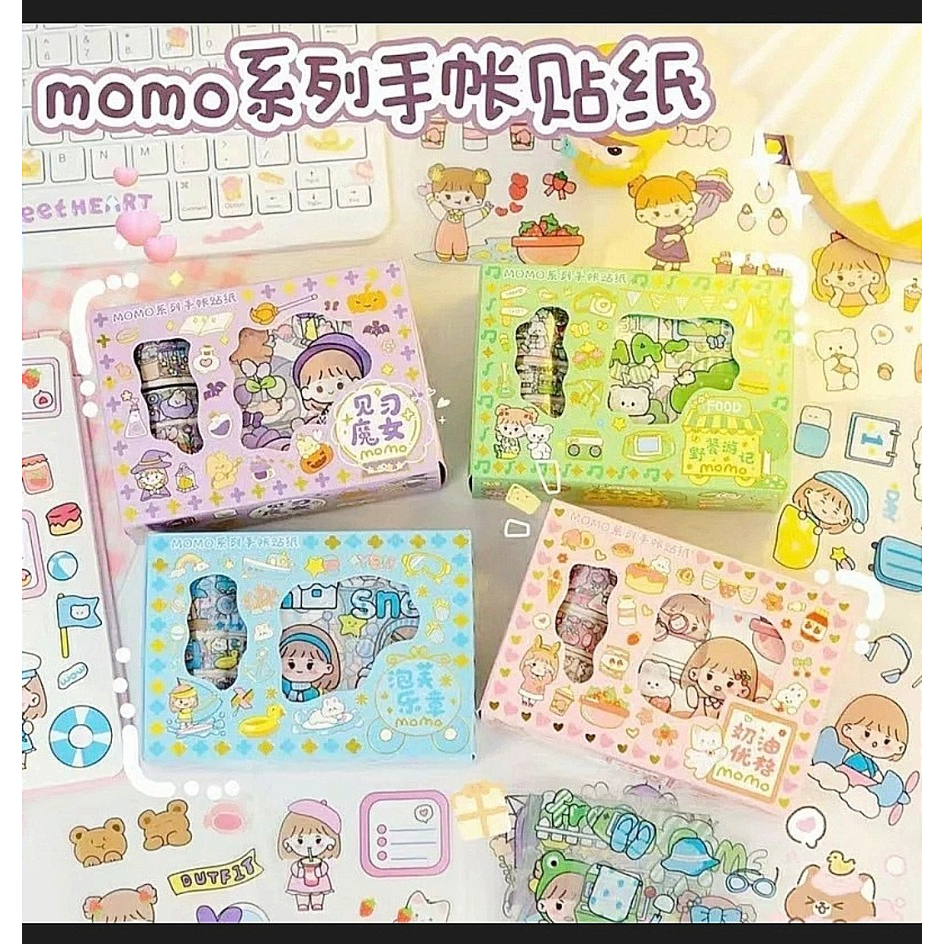 Sticker Roll Set Box Karakter Lucu Set 2d Waterproof Stiker Momo Cute - Kenji Shop