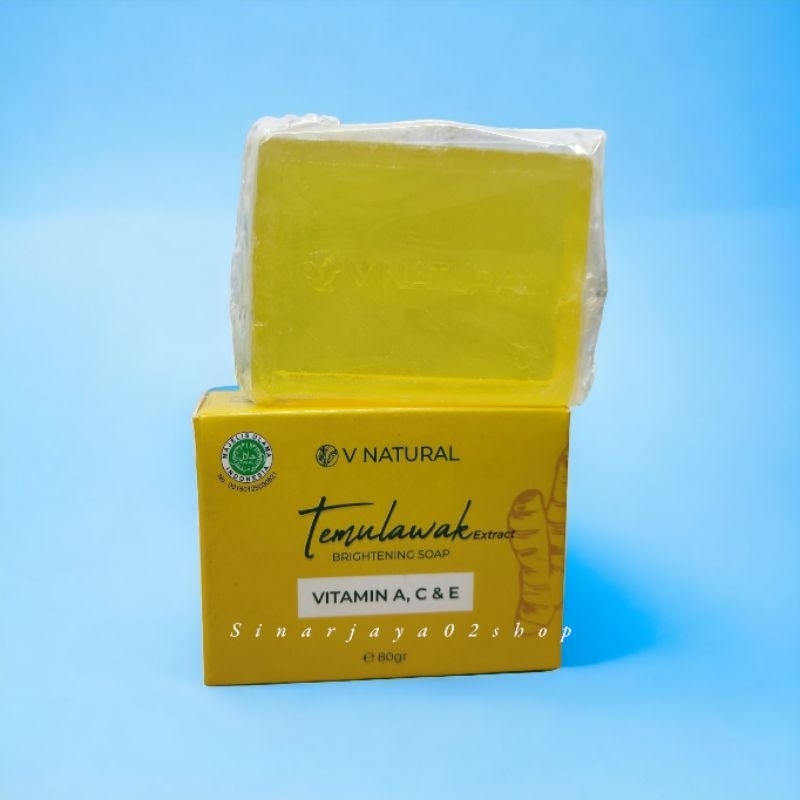 Sabun Temulawak V Natural Batang Brightening Soap Bpom 80gr