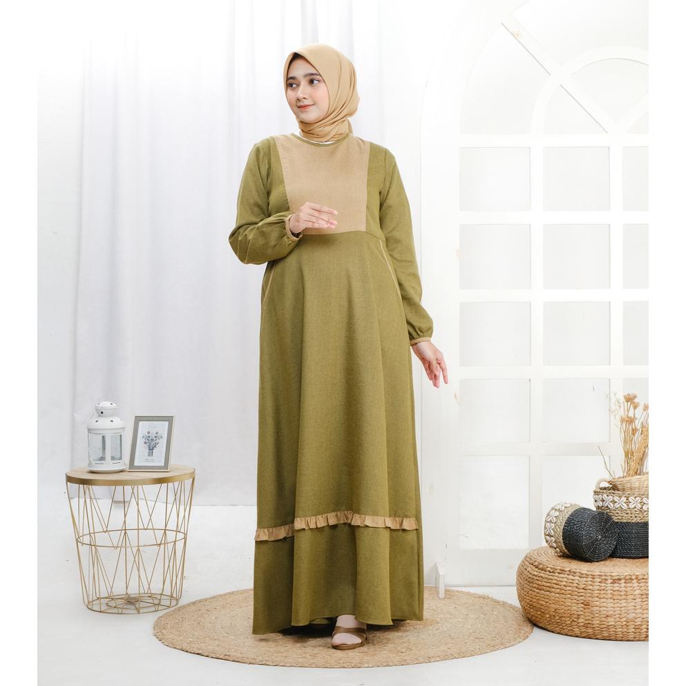Mufatih Sarimbit Keluarga Couple Family Set Lebaran Azran Hijau Olive