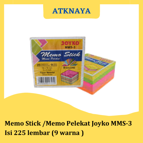 

Memo Stick /Memo Pelekat Joyko MMS-3 Isi 225 lembar (9 warna /25 lembar)