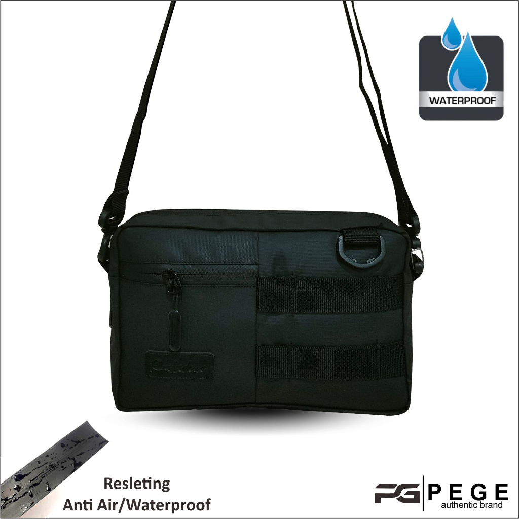 Tas Selempang Pria PEGE Allen Model 2in1 Bahan Bimo Waterproof Anti Air Bisa Slingbag dan Pouch - PG 8963