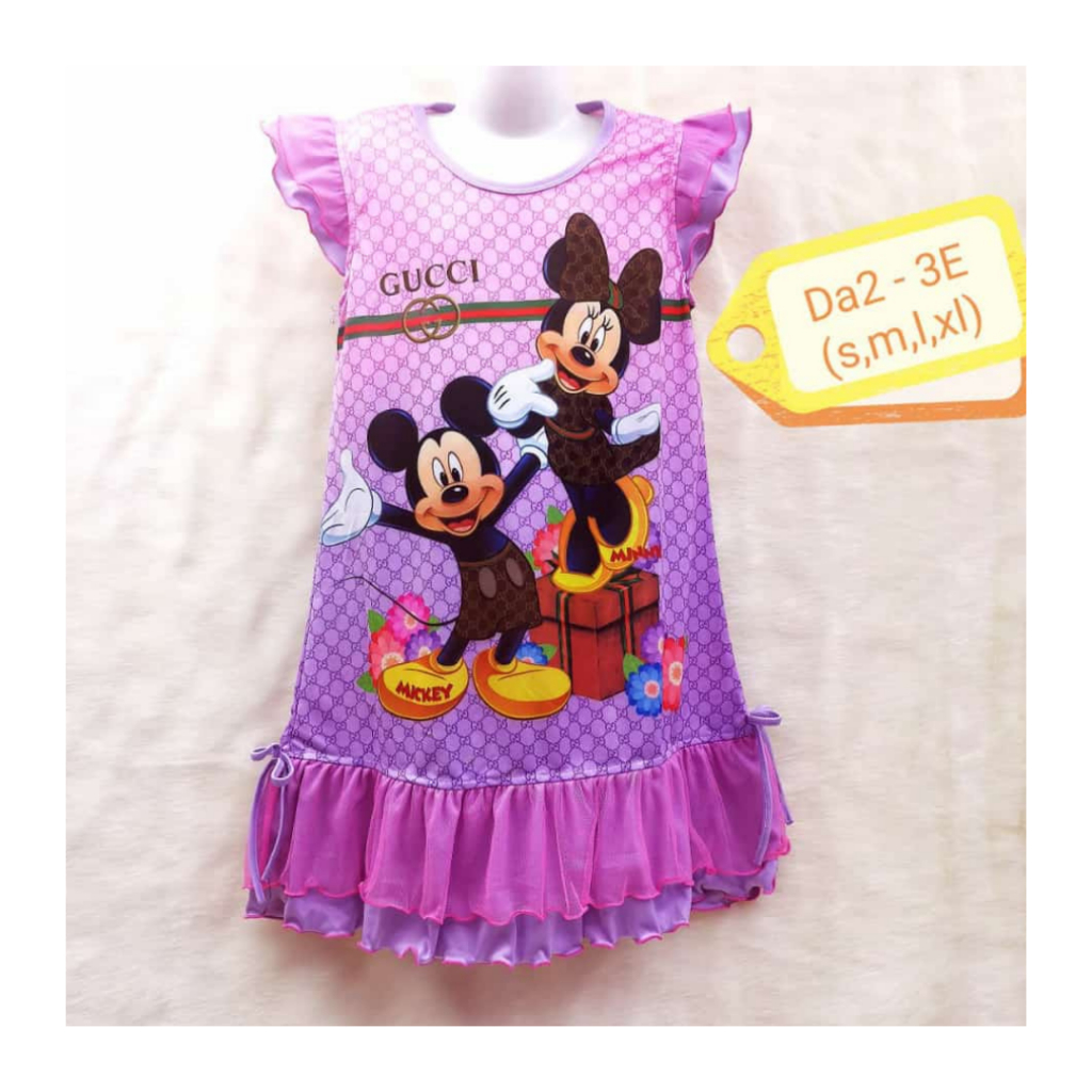 Dress mickey mouse pakaian anak perempuan DA3E fashion suit apparel outfit girl daster casual baju tidur karakter gaun piyama rok terusan babydoll