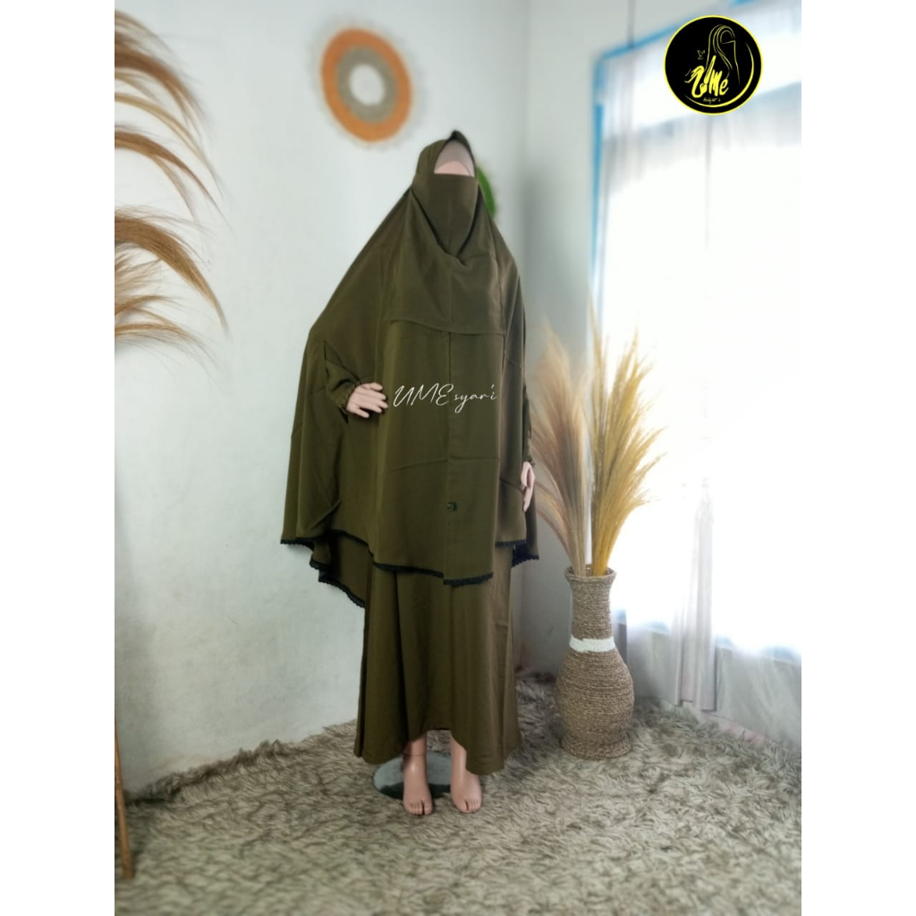 Baju Gamis/Gamis Set Khimar/Jilbab bolong Jumbo Murah/Cadar/Khadijah