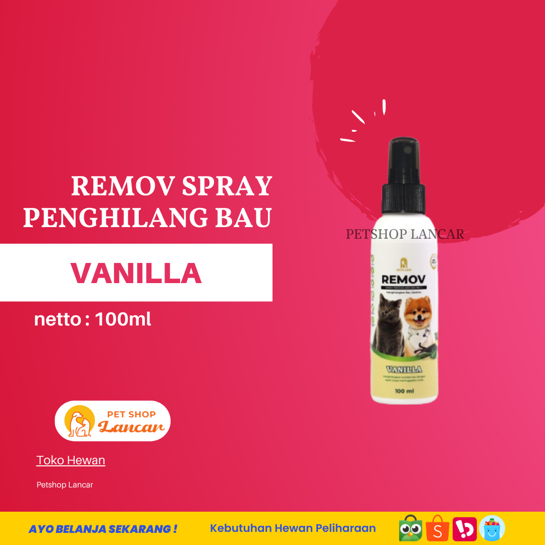 REMOV - SPRAY PENGHILANG BAU KOTORAN KUCING - VANILLA 100ml