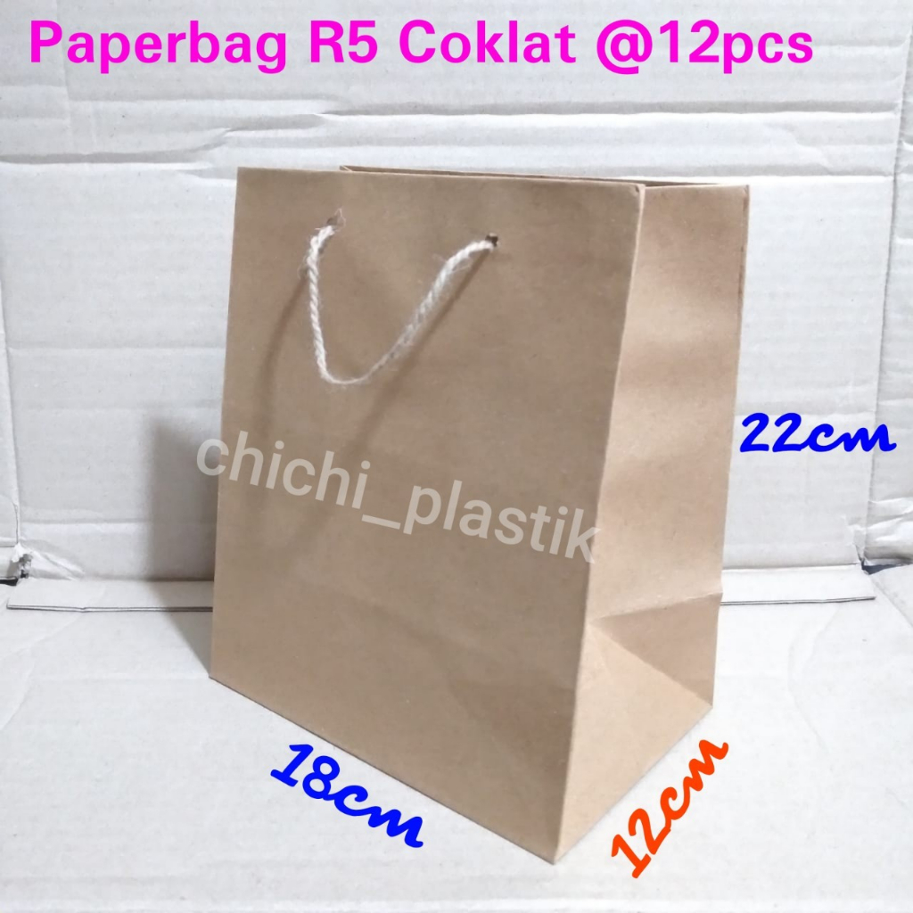 Isi 12pc Paperbag R5 polos lusinan / tas kertas motif batik 18 x 22 / tas kertas batik / paperbag