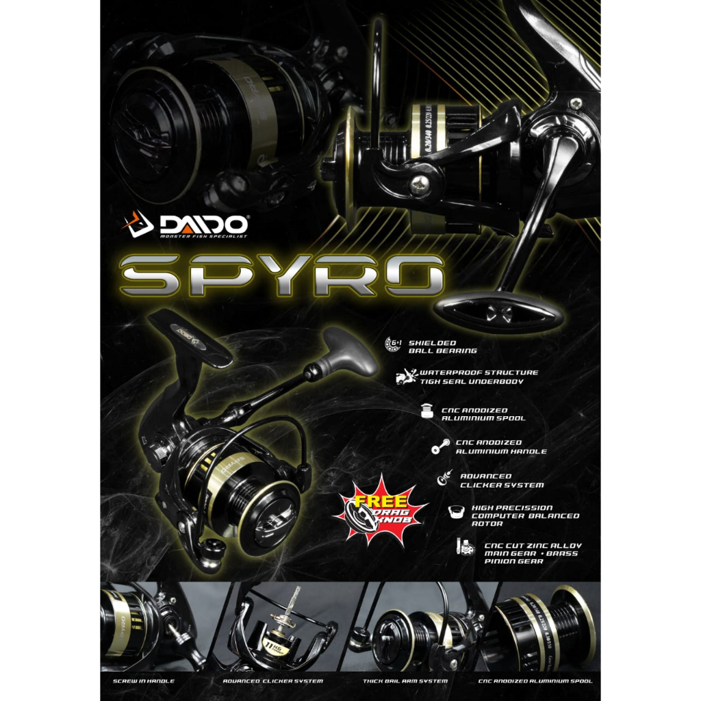 Reel Pancing Daido Spyro 1000 - 6000 (6+1 Bearing) Power Handle Full Seal Bearing - Engkus Fishing