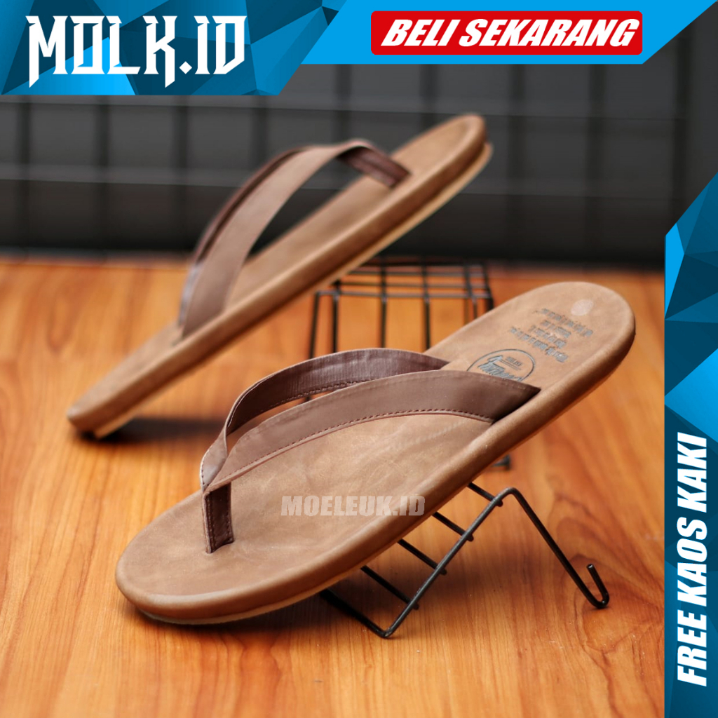 MOLK|Sandal Kasual Kulit Pria Original Model Jepit Pria Santai Ringan Brand Original CVNY Terbaru