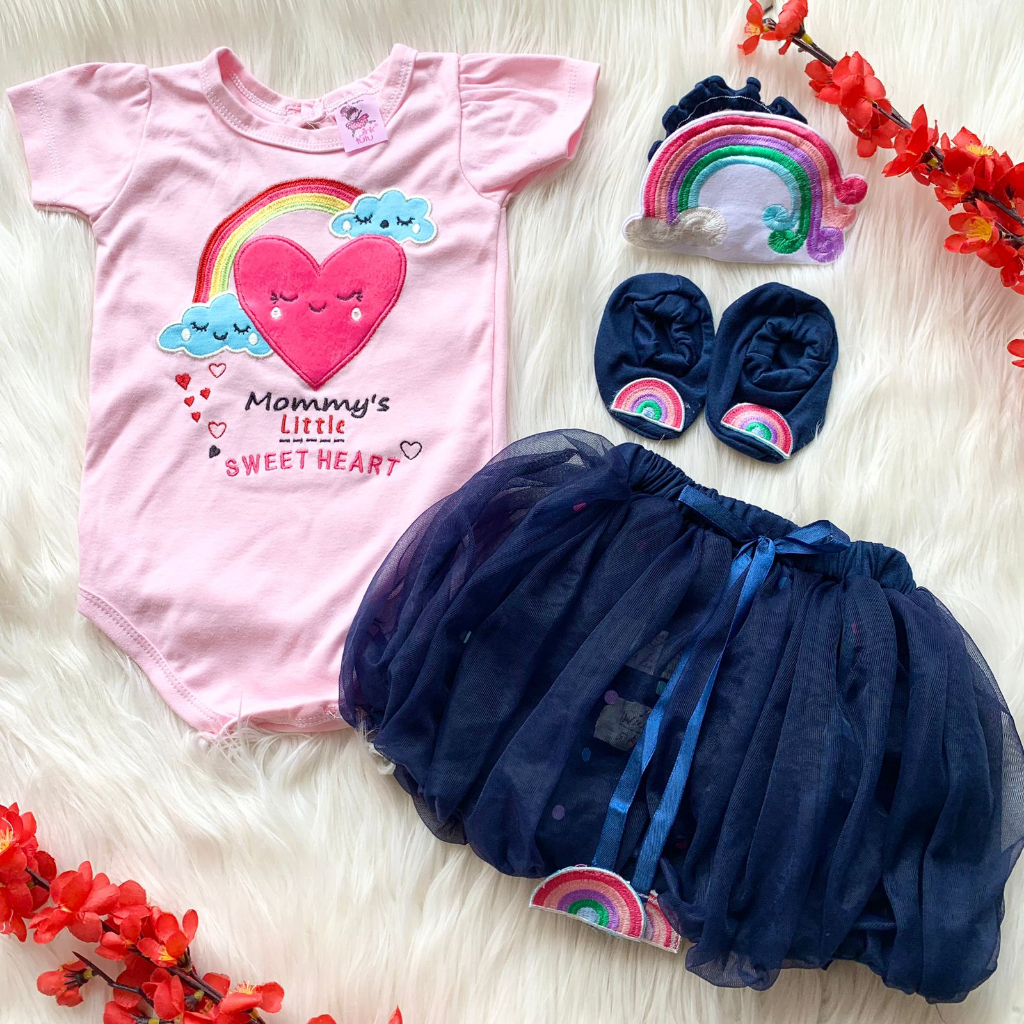 Baju setelan jumper rok bandana sepatu lucu bestseller fashion anak bayi cewek perempuan murah -rai