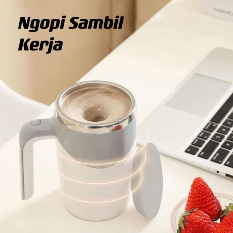 SELF STIRRING MUG Gelas Mixer Pengaduk Air Kopi Susu Jus Minuman Otomatis Praktis Food⭐IM.Olshop⭐