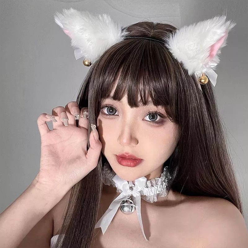 FerenHongXia Bando Wanita Cosplay Kucing Bando Lucu Fashion Anime Korea Bulu Lonceng