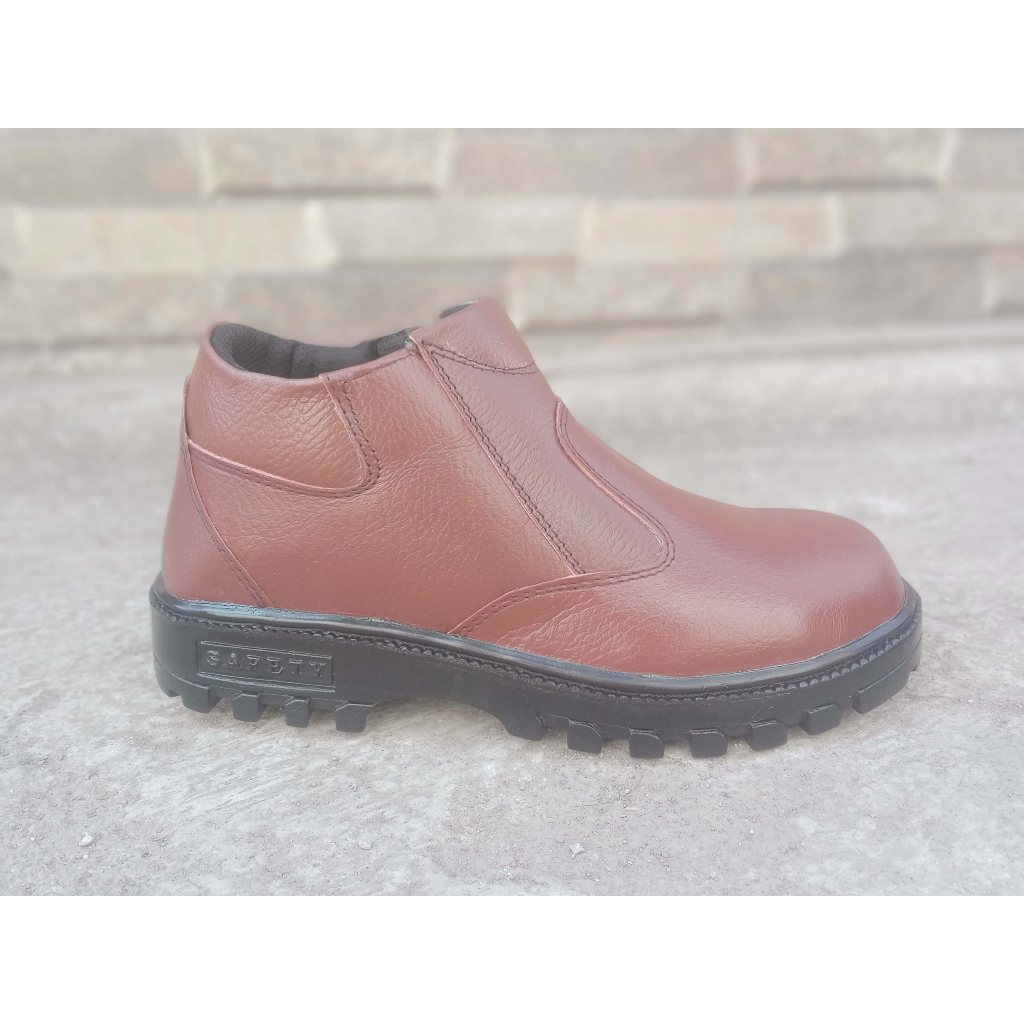 Sepatu Safety King Slip On Resleting Kulit Asli | 100% Original Kulit Asli Ujung Besi