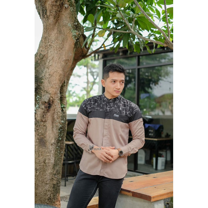 Baju koko lengan panjang El Rumi motif Senopati terbaru