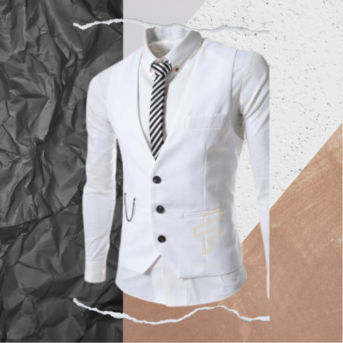 Faith - Rompi Jas Dewasa Warna Putih Rompi Jas Pria Dewasa Vest Formal Pria Rompi Jas Dewasa