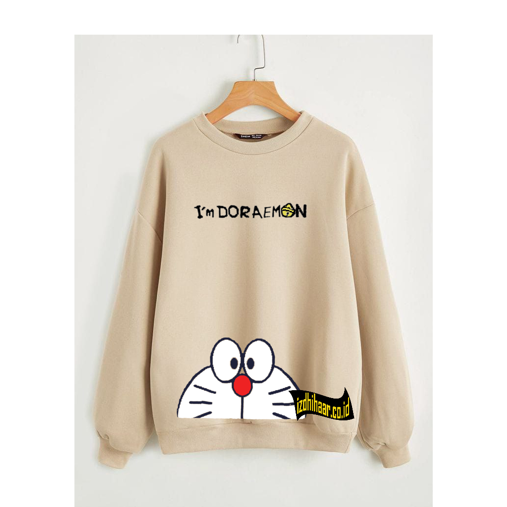 Sweater Wanita Oversize Sweatshirt Motif Doraemon Crewneck Remaja Dewasa Unisex M L XL XXL