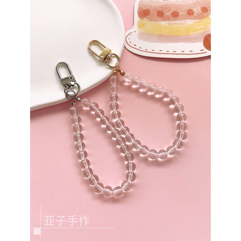 White Pearl Heart Chain Cantolan Gantungan HP Phone Chain Lanyard Lucu for Iphone Oppo Vivo Redmi Realme