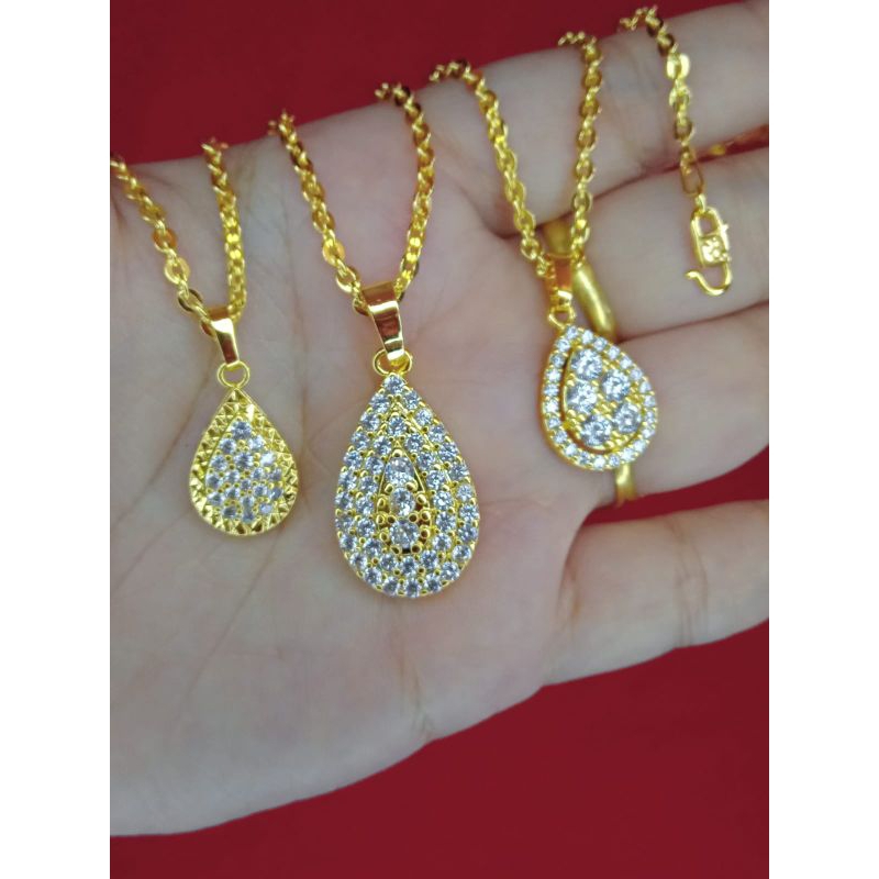 kalung kaca titisan lapis emas 24k