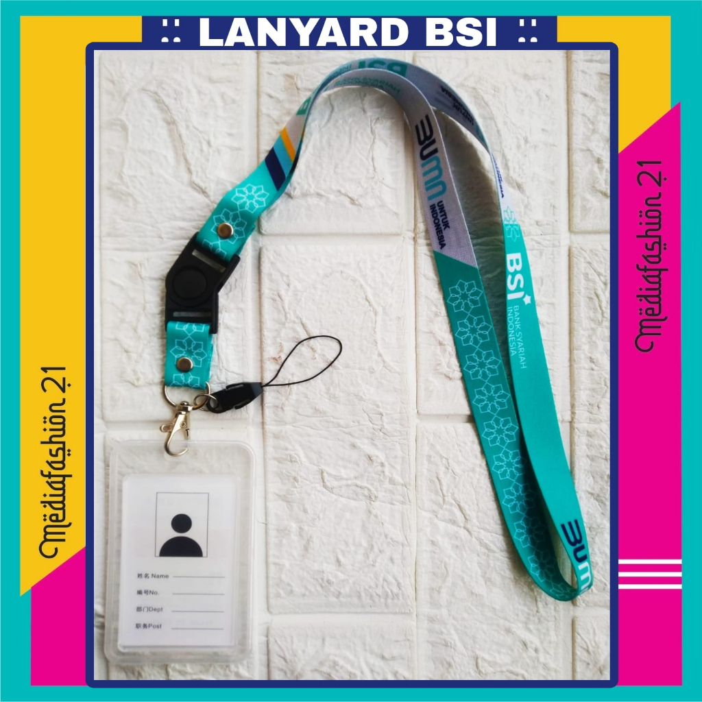 

Lanyard Tali Gantungan ID Card BSI (BANK SYARIAH INDONESIA) Free Strap Gantungan HP/Flashdisk
