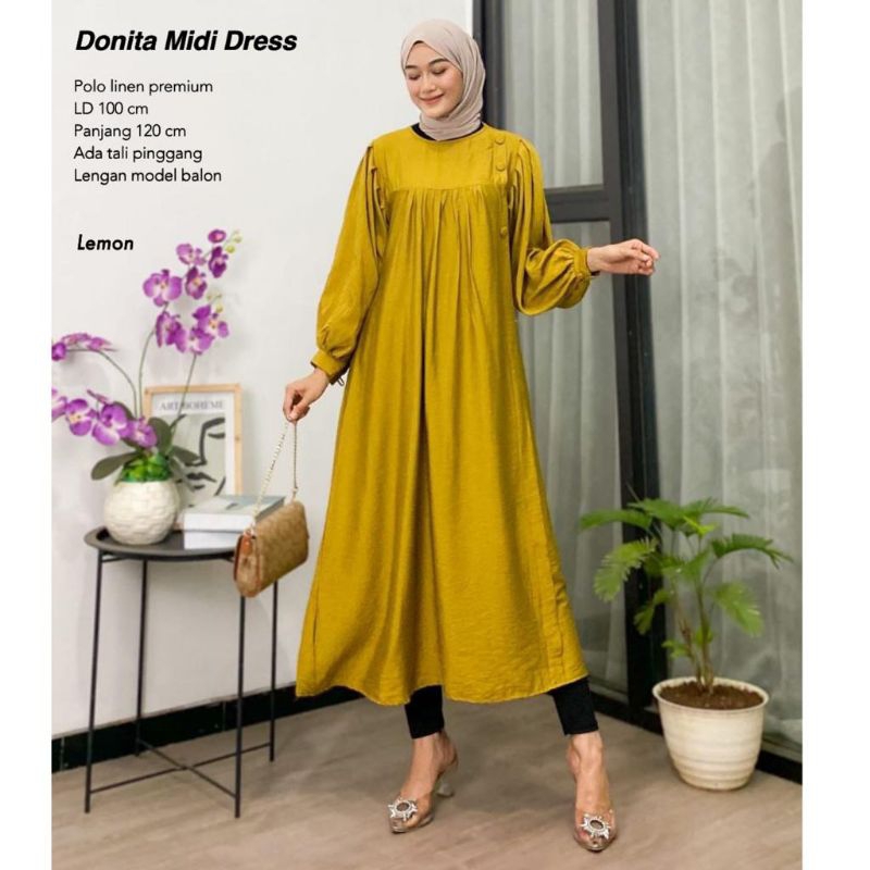 Midi Polo Linen - Donita Midi Dress //JF853