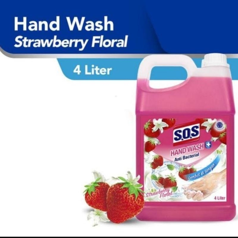 SOS Hand Wash Antibacterial 4L JERIGEN - S.O.S Hand Soap Galon 4 Liter - Handsoap 4 L - Sabun Cuci Tangan Antibakterial REFILL 4 LITER