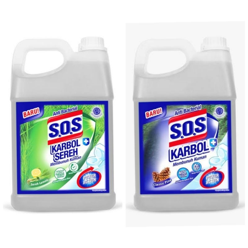 SOS Karbol Wangi 4L Jerigen - S.O.S Pembersih Lantai Antibacterial  Anti Kuman Galon 4 Liter