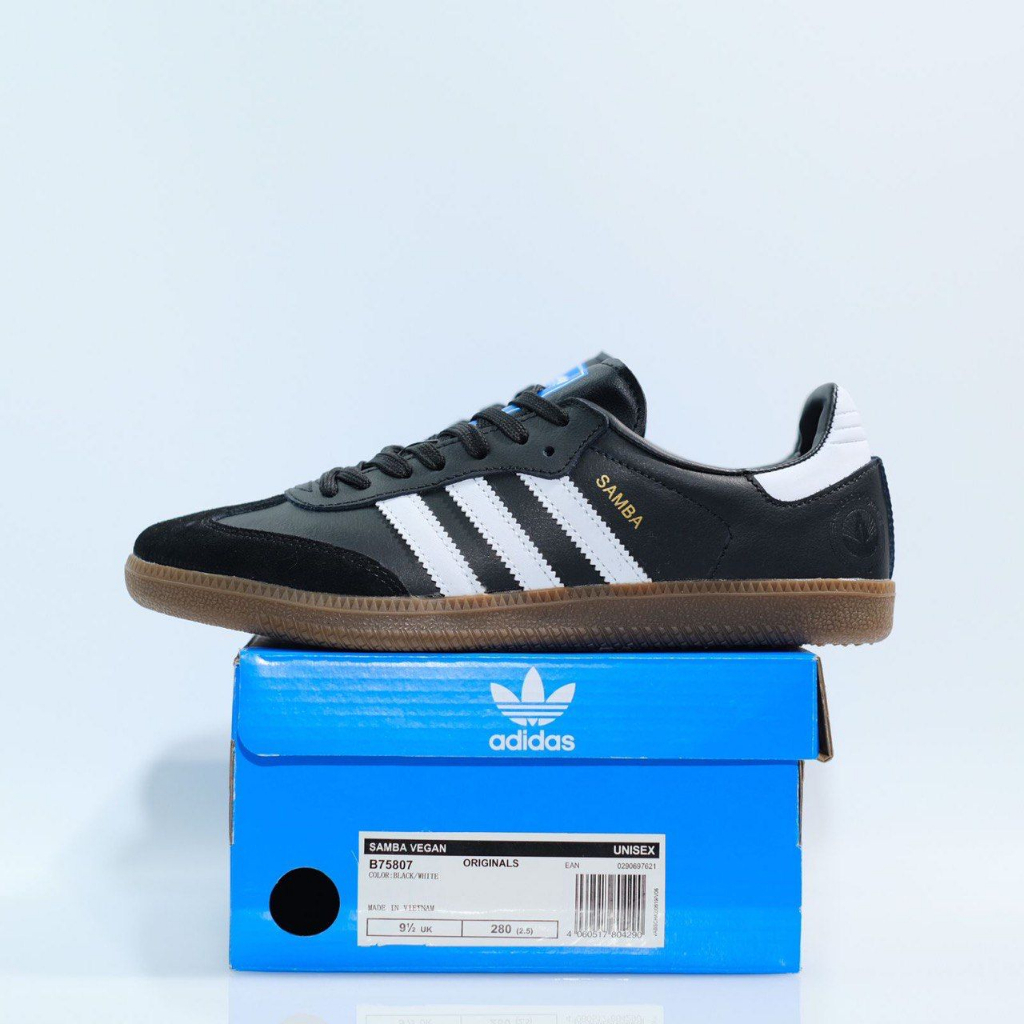 ADIDAS SAMBA VEGAN BLACK WHITE SOLE GUM | ORIGINAL 100% BNIB | SEPATU CASUAL
