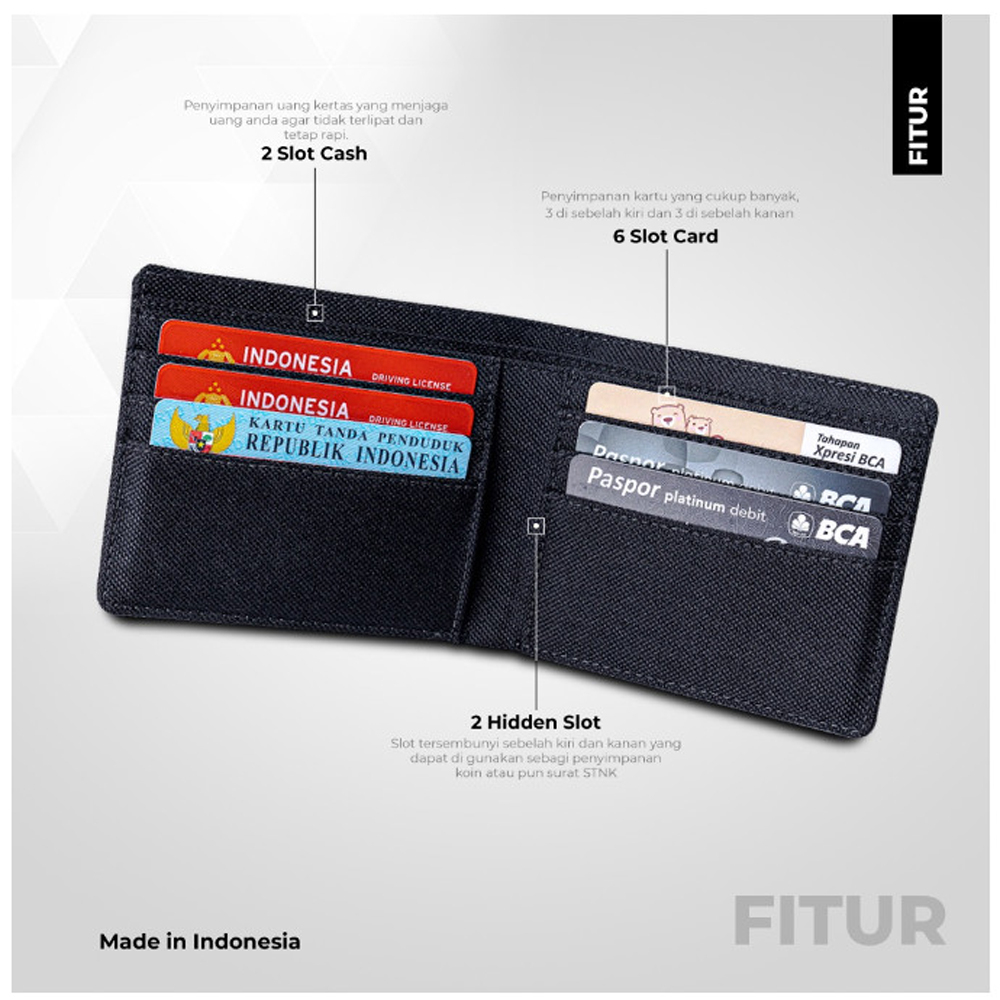 Dompet Kanvas Pria Lipat Dua C-90 Men Wallet Casual Dompet Pria Kanvas Dompet Distro Coffee + Box