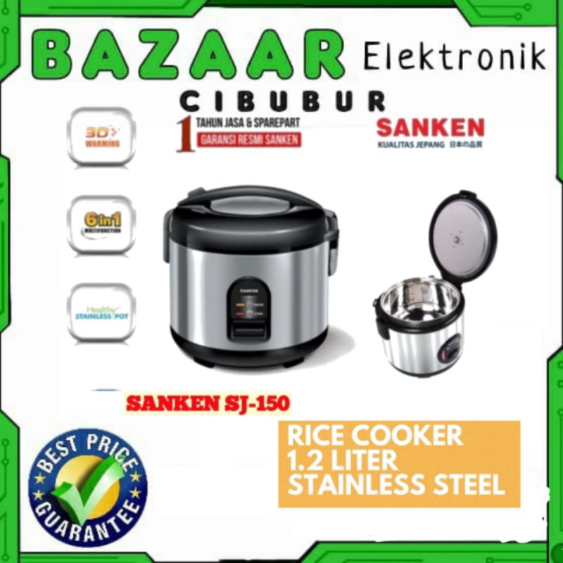 SANKEN SJ-150 / SJ150 RICE COOKER 1.2L SILVER HITAM