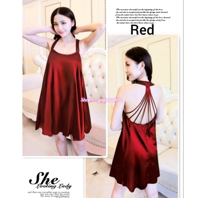 Lingerie Dress / Daster Baju Tidur Cantik Seksi Model Satin Mewah Big Size / Jumbo Wanita Cantik Sexy / Sexy Lingerie Dress L XL XXL