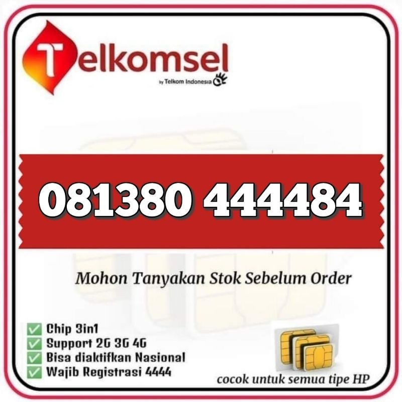Nomor Cantik Telkomsel kwartet 444484