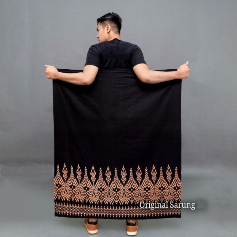 Terbaru Sarung Rabbani Palestina Motif Warna Hitam atau Putih agak Polos Kain