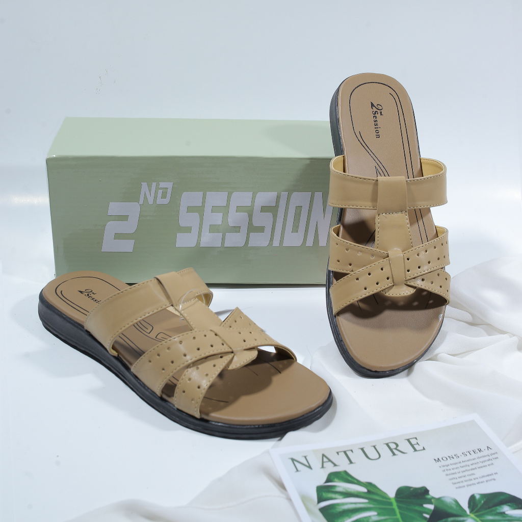 SANDAL SLOP WANITA FLAT TEPLEK TERBARU KEKINIAN SENDAL SELOP PEREMPUAN SLIP CEWEK SLIDE IBU PESTA KONDANGAN SANDAL WANITA SECOND SESSION