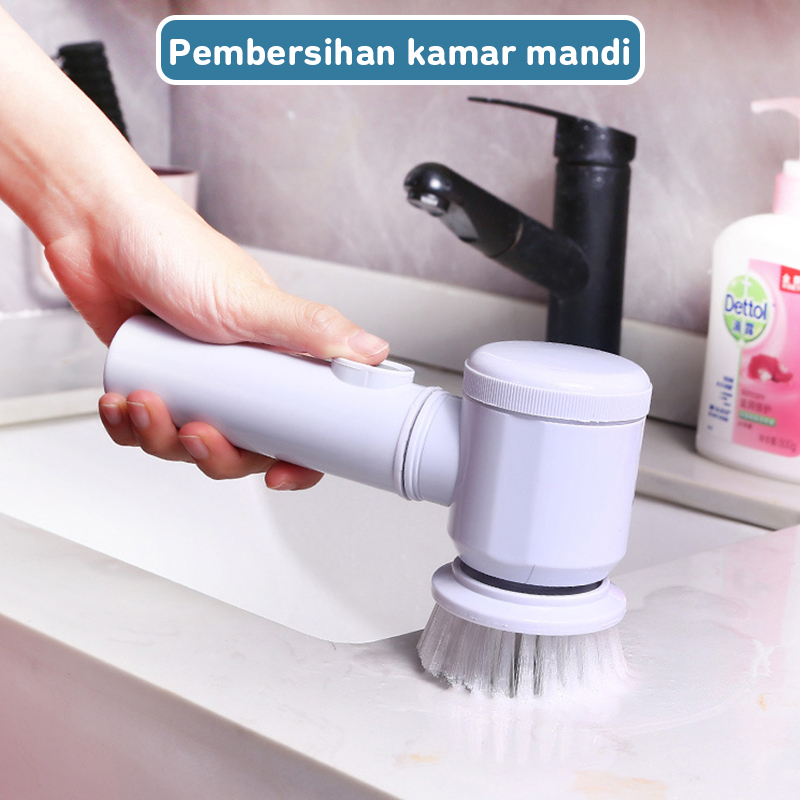 Magic Brush 3 in 1 Rechargeable / Sikat Pembersih Listrik Wireless Handheld Cleaner Rechargeable Spin Scrubber Waterproof Washer untuk Dapur Rumah