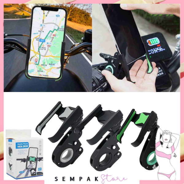 SS Motorcycle Phone Stang Holder Universal HP Tempat Handphone Stang Sepeda Motor Holder Spion Stand Bracket HP dan GPS Anti Slip Murah Import