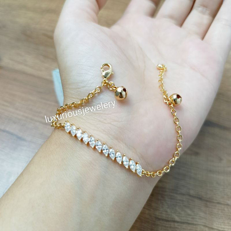 Gelang rantai permata mewah cutting diamond look