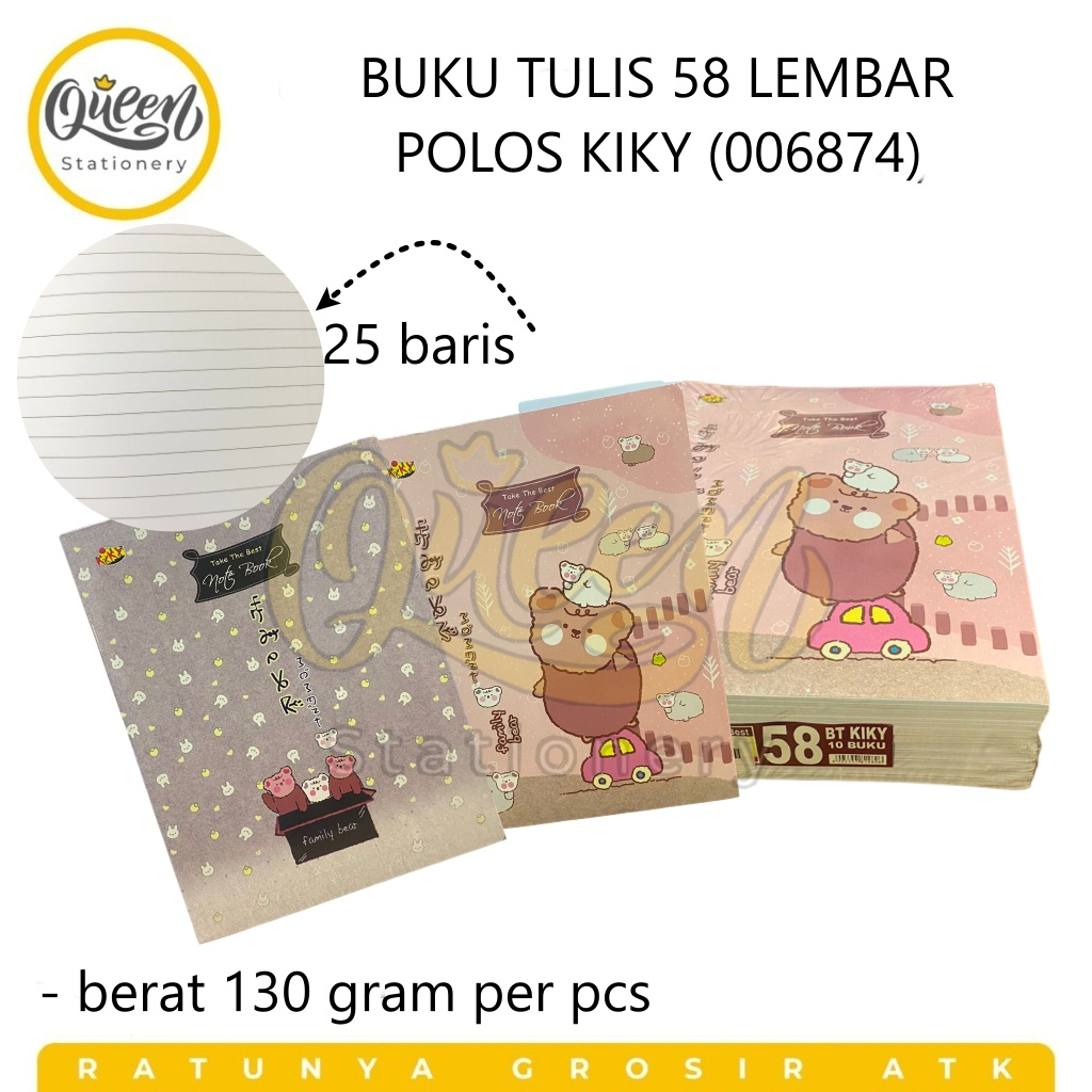 

1 PCS BUKU TULIS 58 LEMBAR POLOS KIKY NOTEBOOK BUKU CATATAN SEKOLAH (006874)