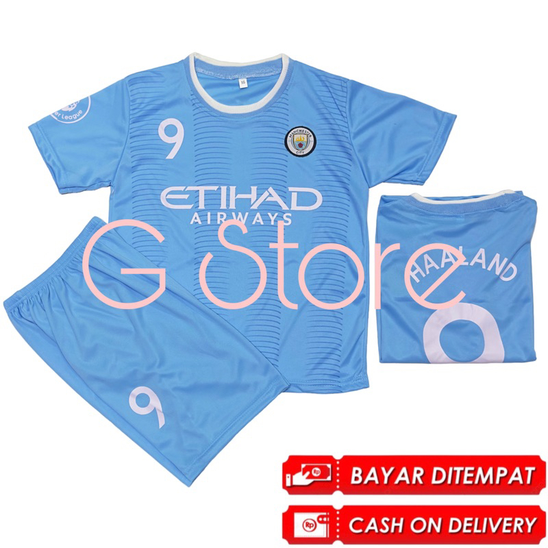 BISA COD / SETELAN BAJU BOLA HALAND TERBARU / JERSEY BOLA CITY TERMURAH / SET KAOS FUTSAL ANAK / SETELAN BAJU BOLA ANAK UNISEKS TERBARU