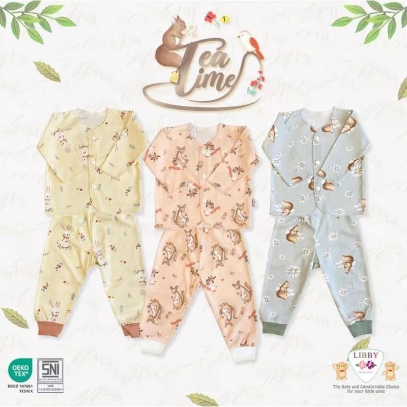 LIBBY SET PANJANG KANCING DEPAN TEA TIME NEWBORN
