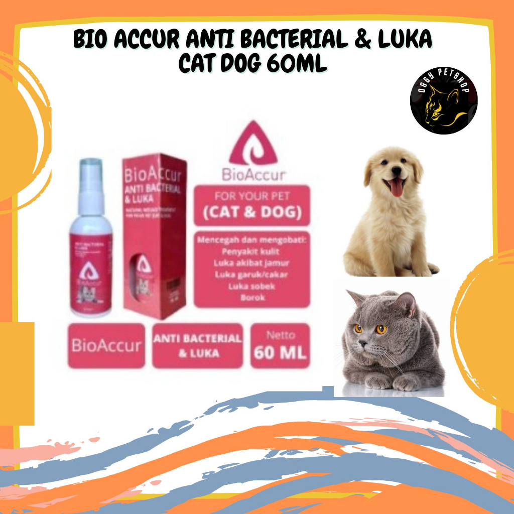BIO ACCUR Anti Bacterial &amp; Luka Cat Dog 60Ml | Obat Luka 60 ml