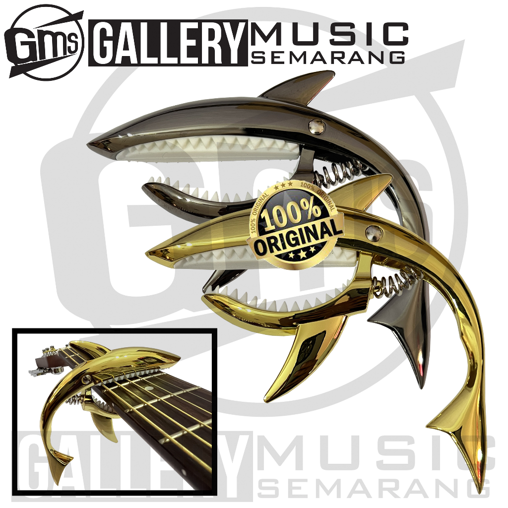 ORIGINAL!!! Guitar Capo Shark Premium Alat Penjepit Senar Gitar Kapo Model Hiu Capo Gitar Akustik atau Elektrik Ukulele Bahan Besi Capo Gitar Akustik Elektrik